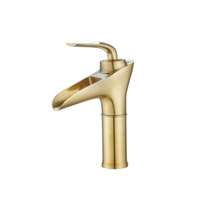 golden color bathroom vanity basin faucets